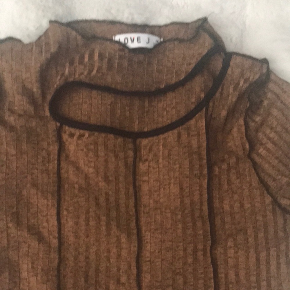 Brown Sheer Top with Black Trim - Picture 2 of 5